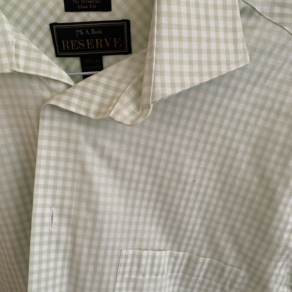 Light green checkered dress shirt. Jos. A Bank